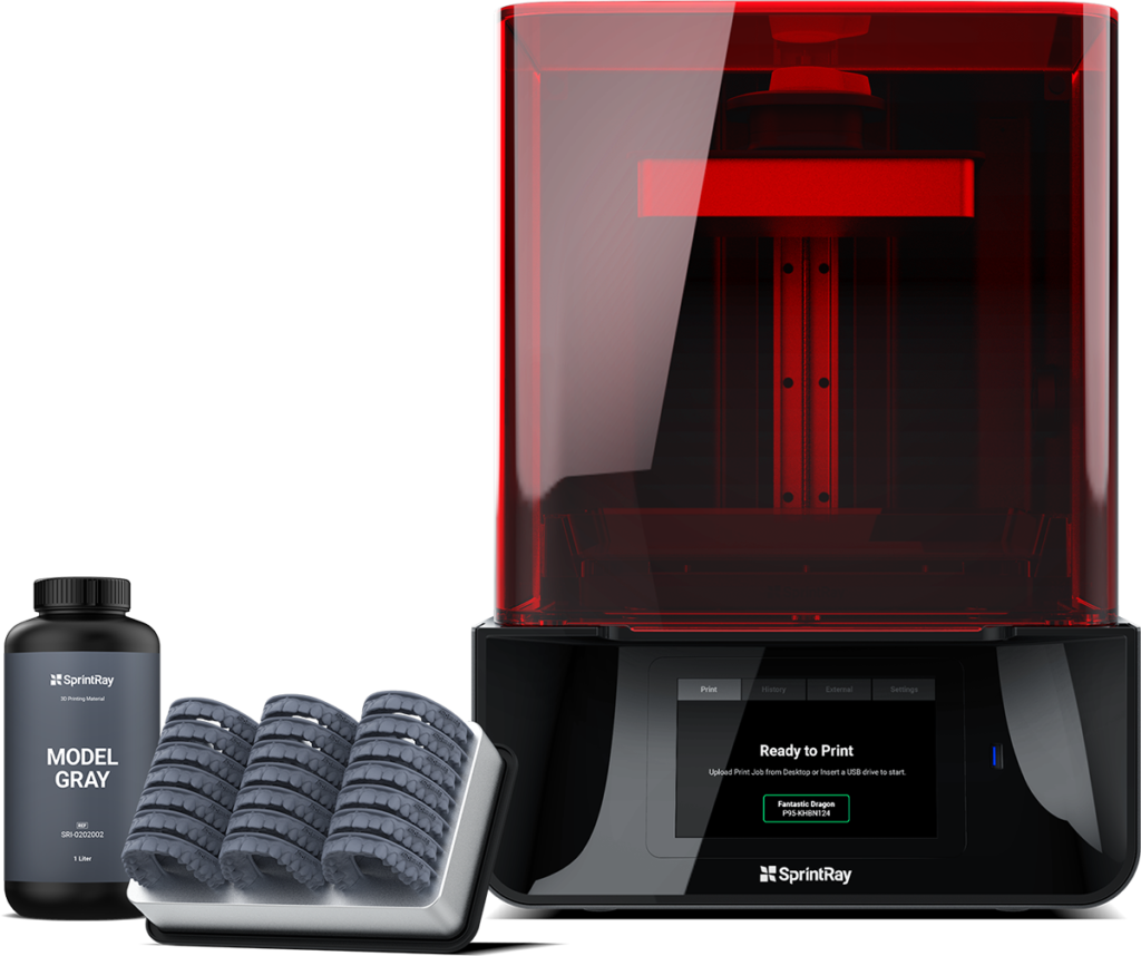Sprintray dental 3d printer with resin and printed dental models naples fl